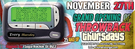 Grand Opening of Throwback Thursdays primary image
