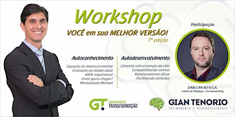 Imagem principal do evento  WORKSHOP VOCÊ EM SUA MELHOR VERSÃO! - 7ª EDIÇÃO - BRASÍLIA/DF