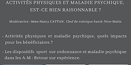 ANNULATION Colloque "projet sport sur ordonnance/maladie psychique"  primary image