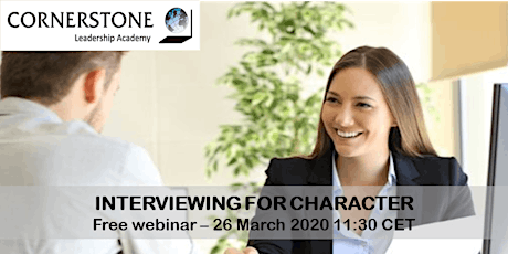 Primaire afbeelding van FREE Webinar: Assessing character in the interview. Why and How?