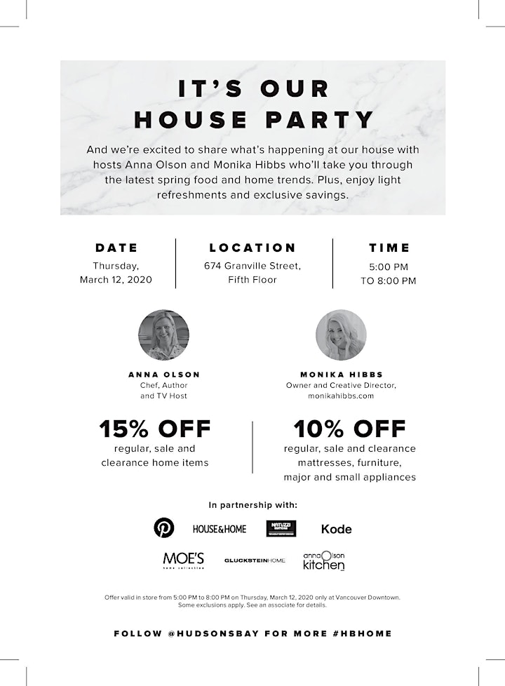 Hudson's Bay House Party - Vancouver image