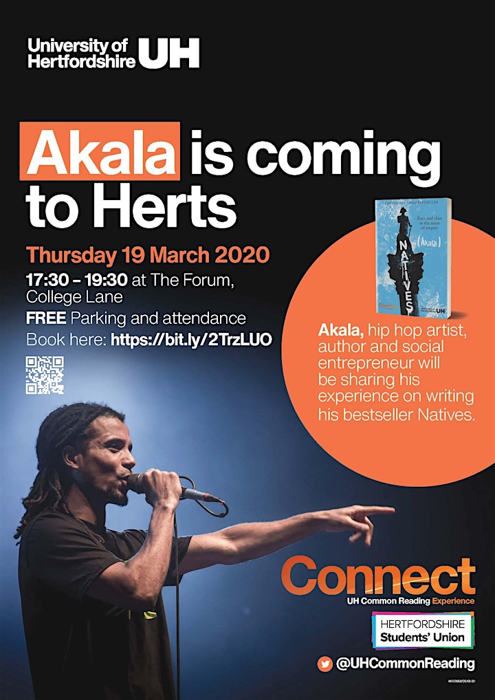 
		Akala is coming to Herts - This event has been postponed image
