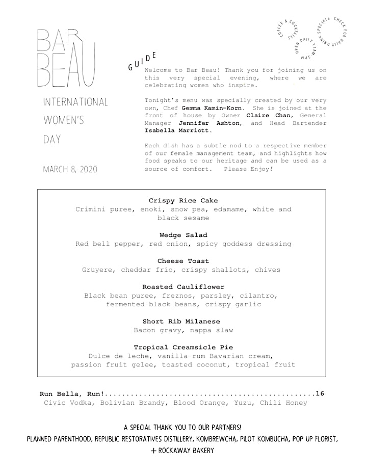 Come Celebrate International Women's Day at Bar Beau! image