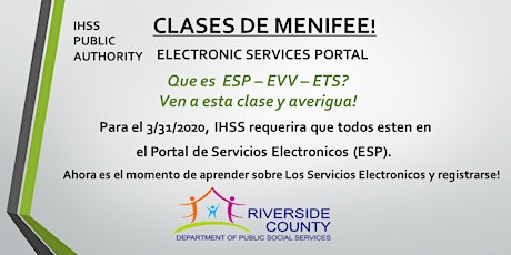 EN ESPAÑOL - Clases Portal de Servicios Electrónicos en MENIFEE! primary image