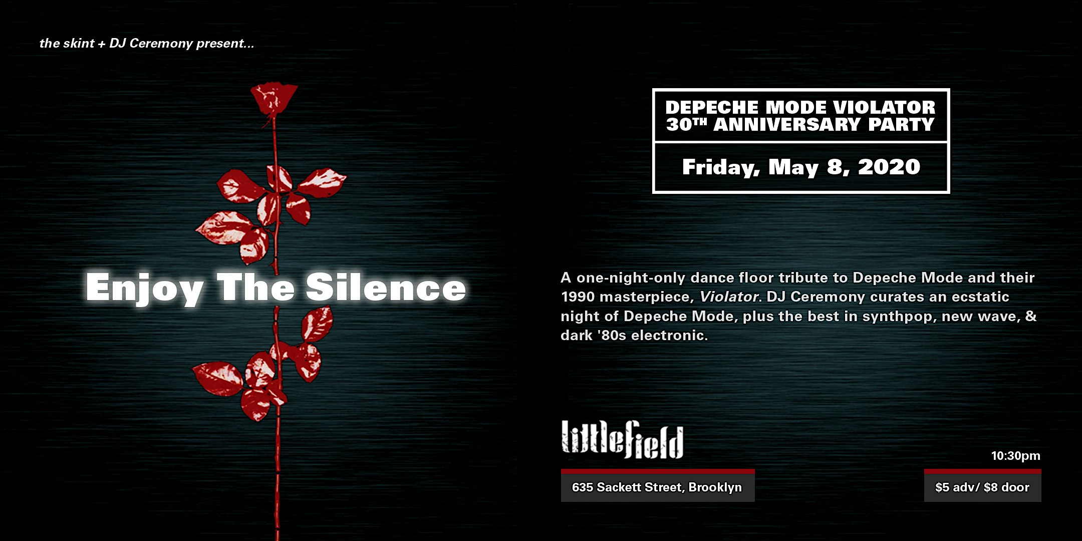 Enjoy The Silence Depeche Mode Violator 30th Anniversary Party Tickets Littlefield Brooklyn Ny May 8th Littlefield Nyc