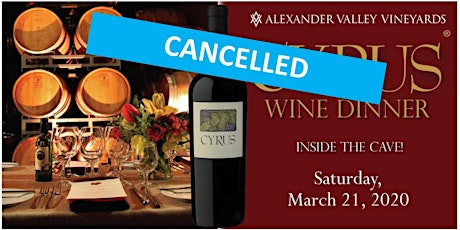 CANCELLED - CYRUS Dinner in the Wine Cave 2020