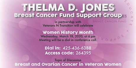 Thelma D. Jones Breast Cancer Fund Support Group - Women's History Month 2020 primary image