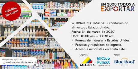 Imagen principal de Webinar informativo: Exportar alimentos a Estados Unidos- Mi Club Pymex