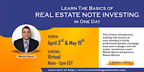 Learn the Basics of Real Estate Note Investing in One Day primary image
